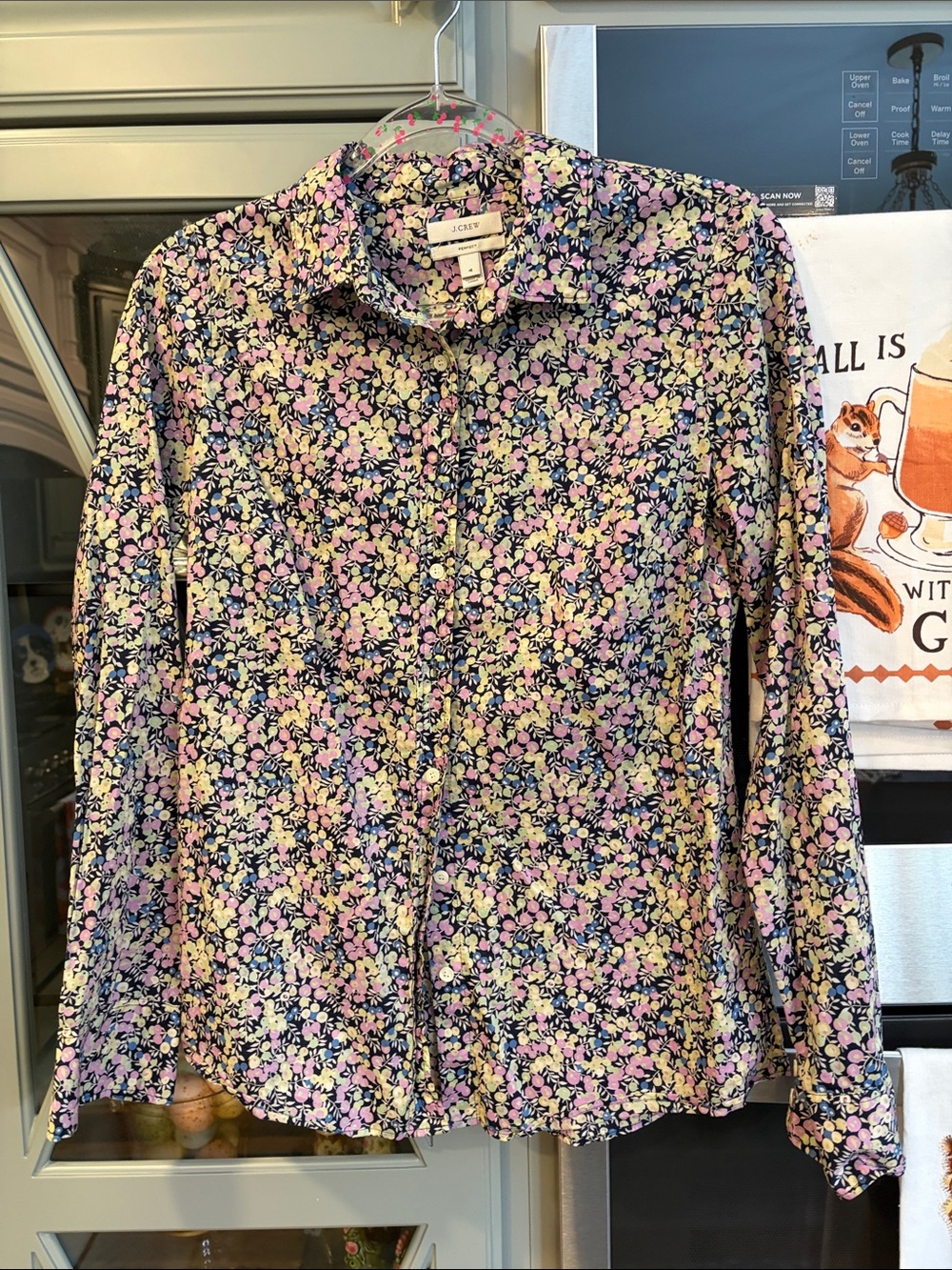 J. Crew Vintage Navy and lavender Floral Perfect Fit Cotton Button-Down Shirt 4